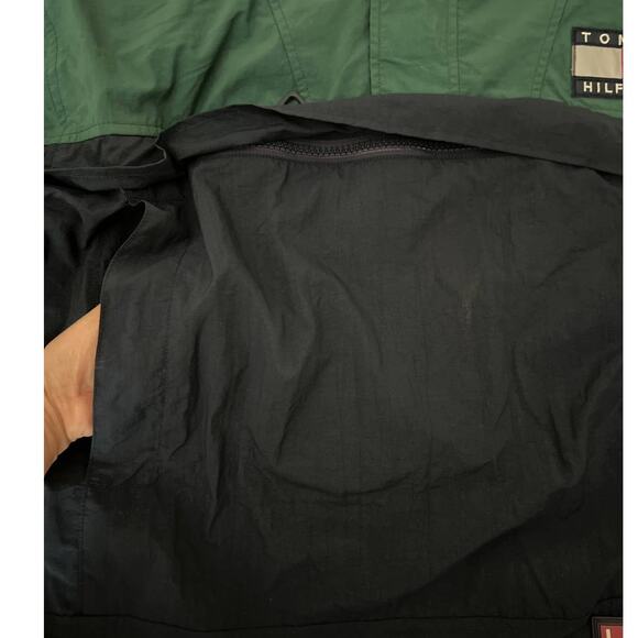 VTG Tommy Hilfiger Sailing Gear 1/4 Zip Hooded Pullover Anorak Green Blue Large - Picture 5 of 12